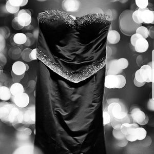 Prom strapless Dress Black w/ pink embellishments